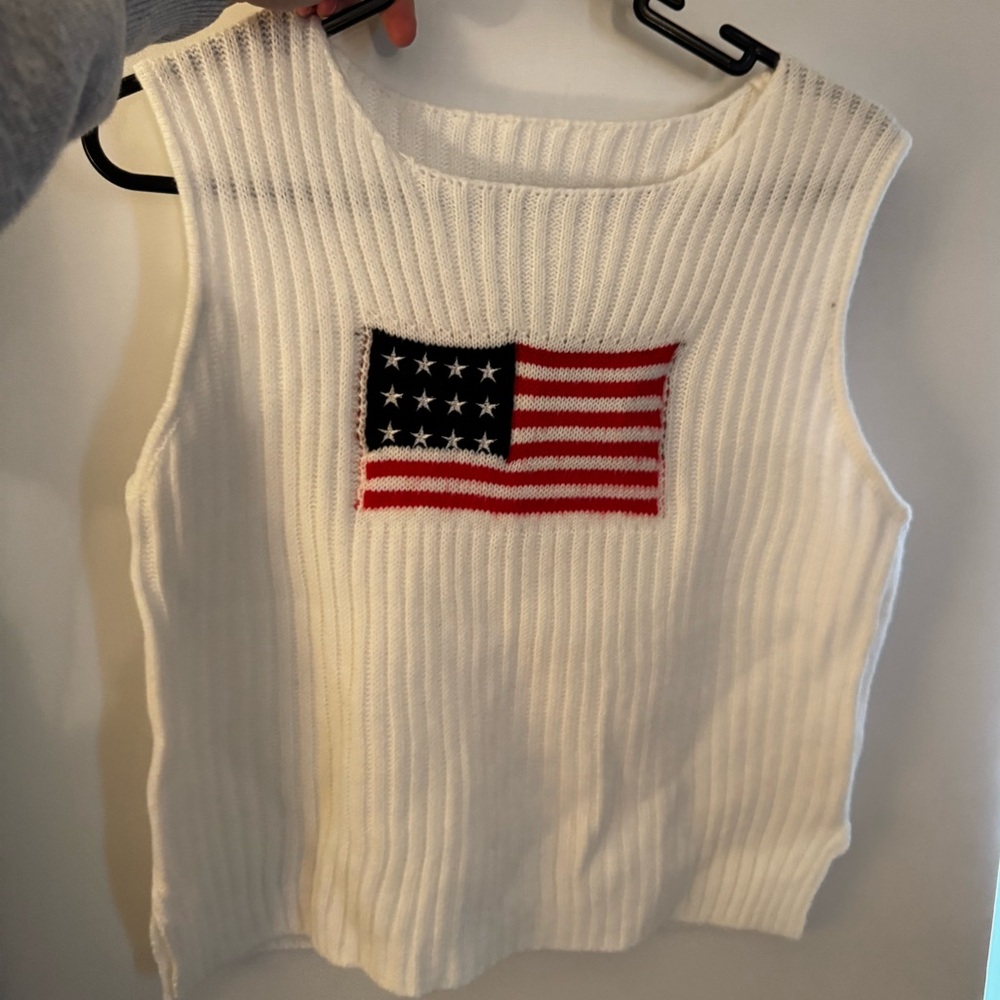 SHEIN White Tank Top with American Flag Design